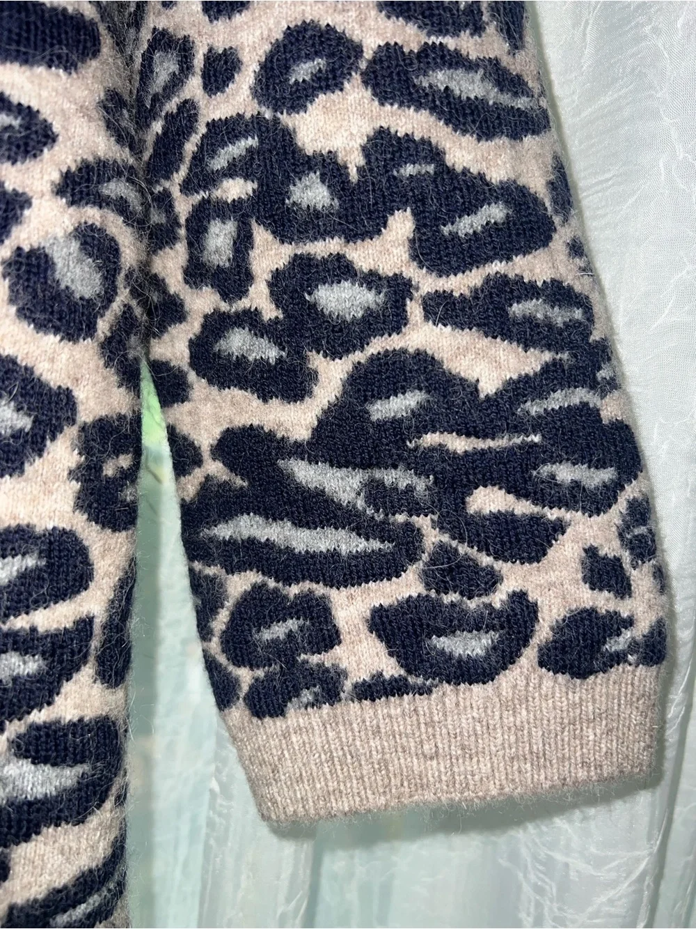 Ann Taylor NWT Merino Wool Alpaca Blend Leopard Button Down Sweater Cardigan SM
